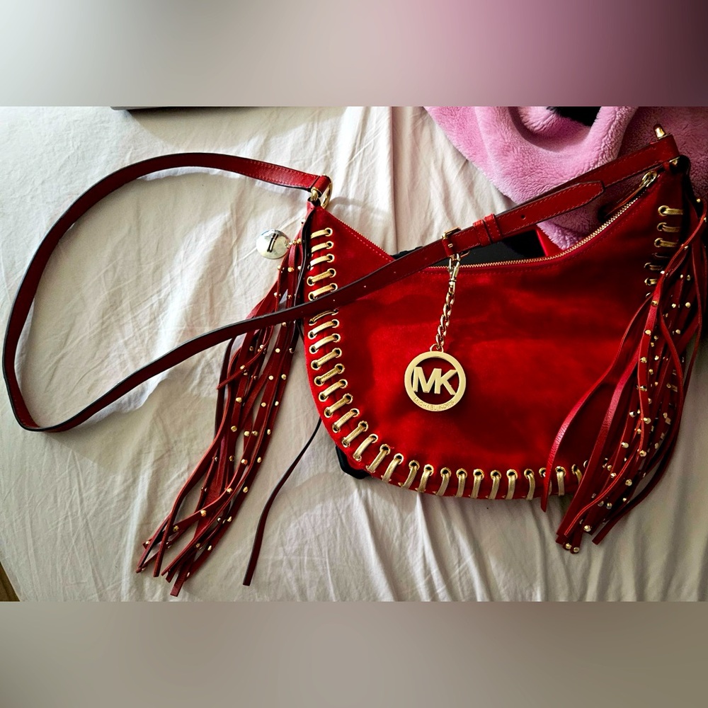 Michael Kors red suede leather purse! - Picture 1 of 15